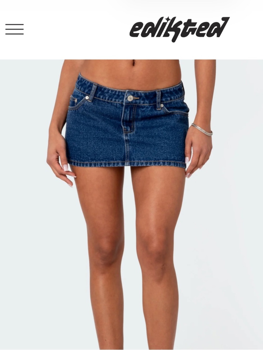 Edikted Dark Blue Denim Mini Skirt
